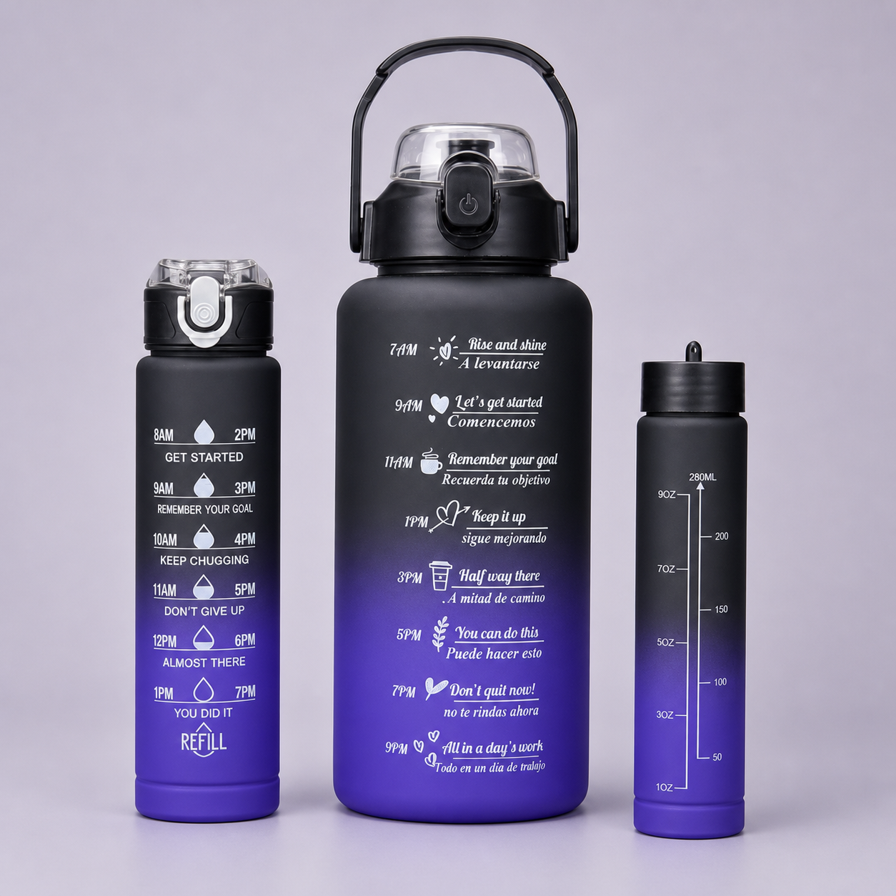 Bottles 3-in-1 shaker set Black Purple - complete set