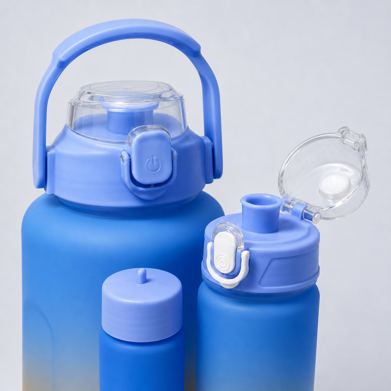 Bottles 3-in-1 shaker set Blue Orange - lids and details