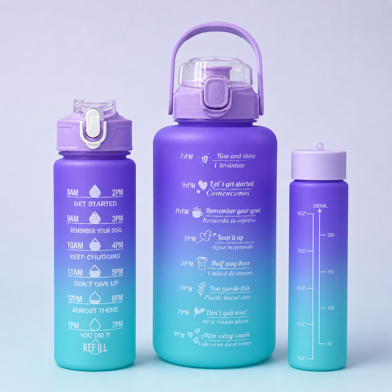 Bottles 3-in-1 shaker set Purple Turquoise - complete set