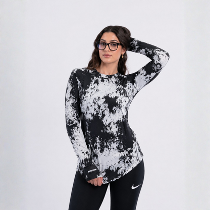 women round long sleeve printed
