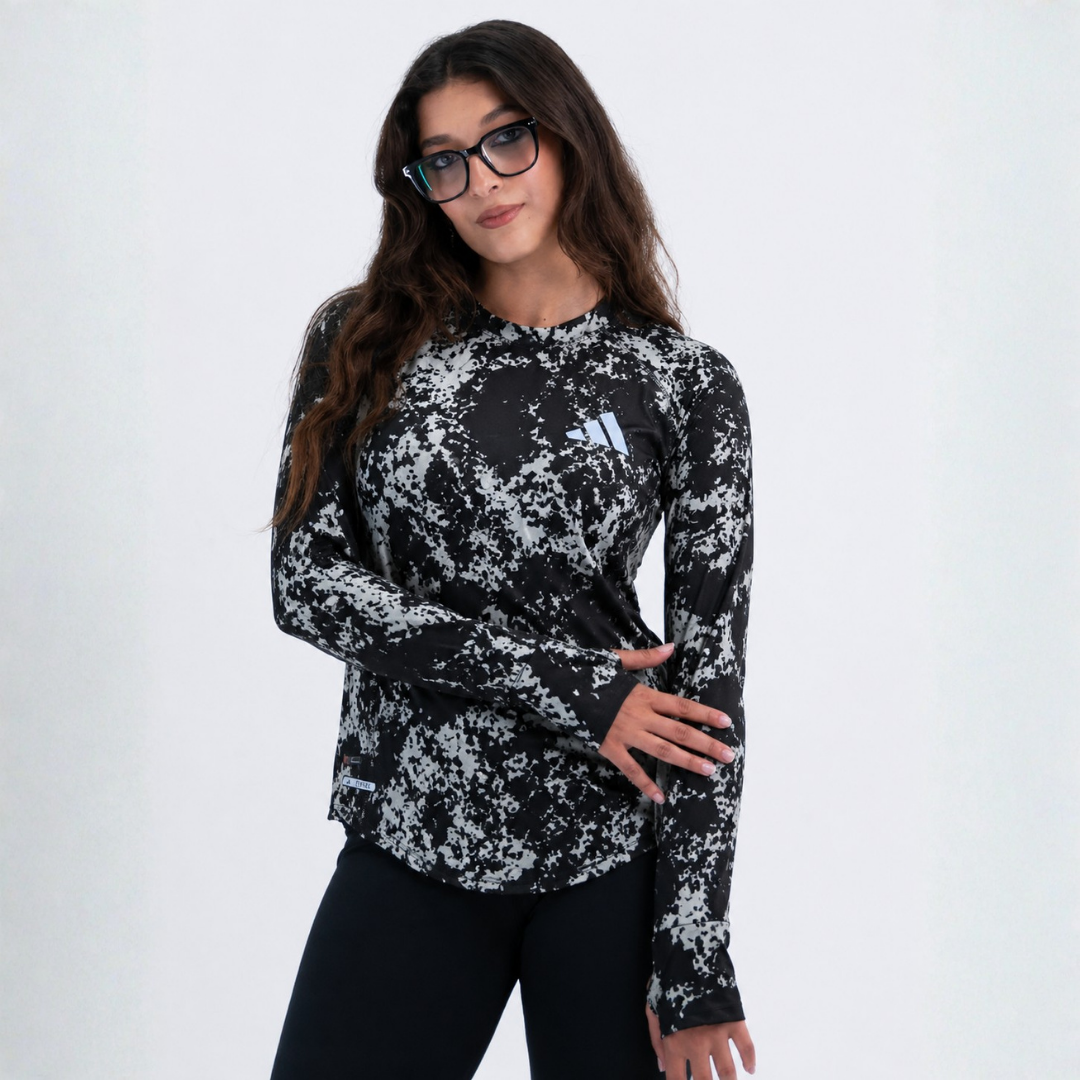 women round long sleeve printed