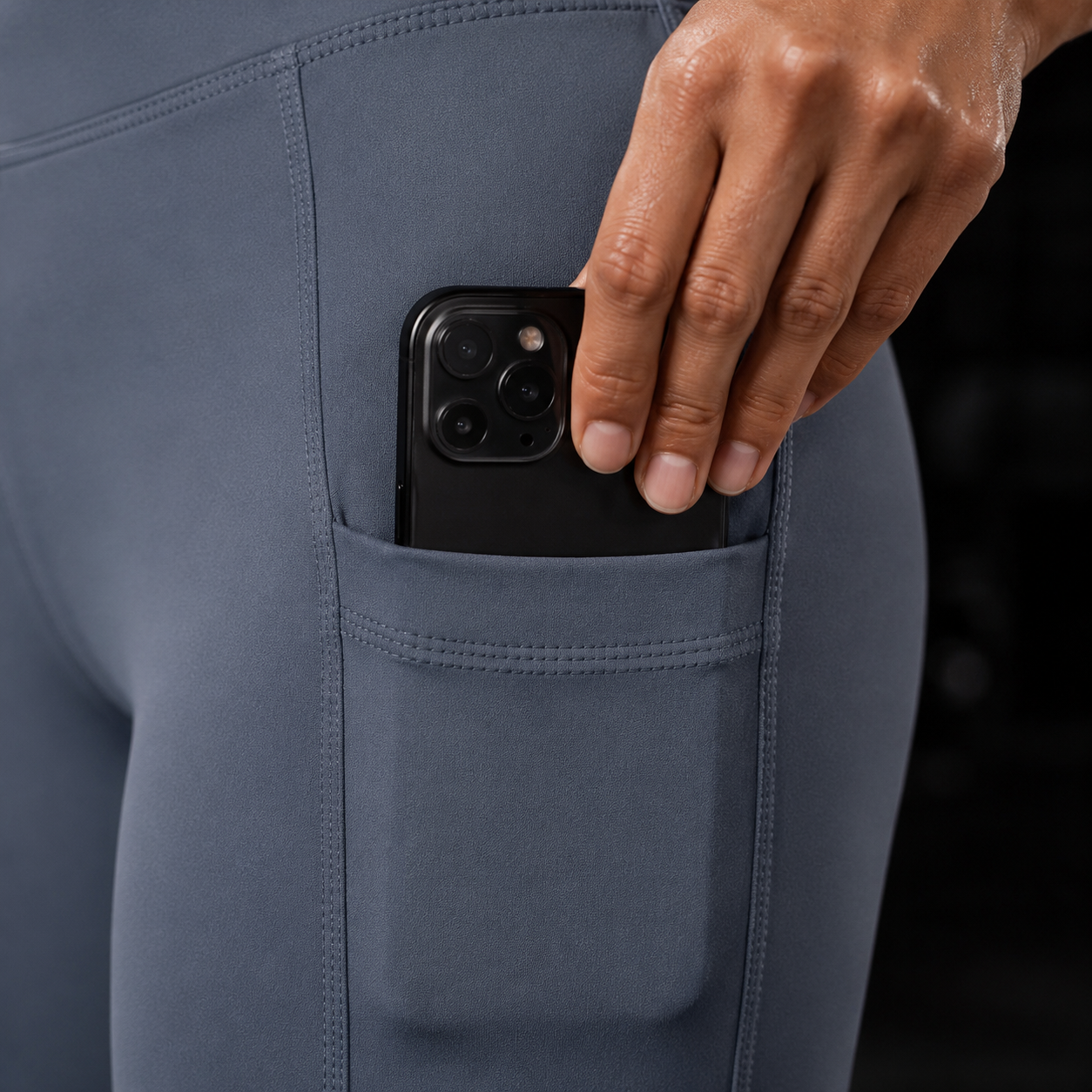 high waist length Leggings pocket