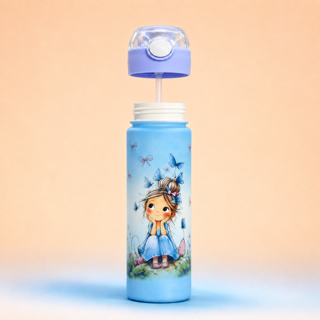 Baby Girl Shaker 800ml Baby Blue straw view
