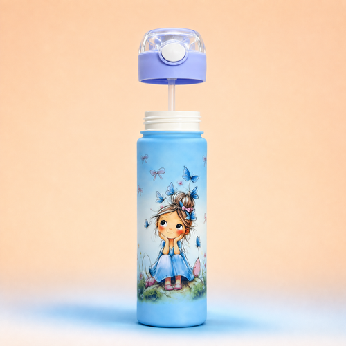 Baby Girl Shaker 800ml Baby Blue straw view