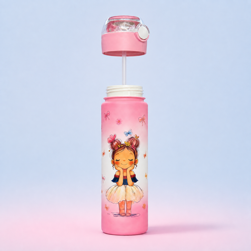 Baby Girl Shaker 800ml Baby Pink straw view