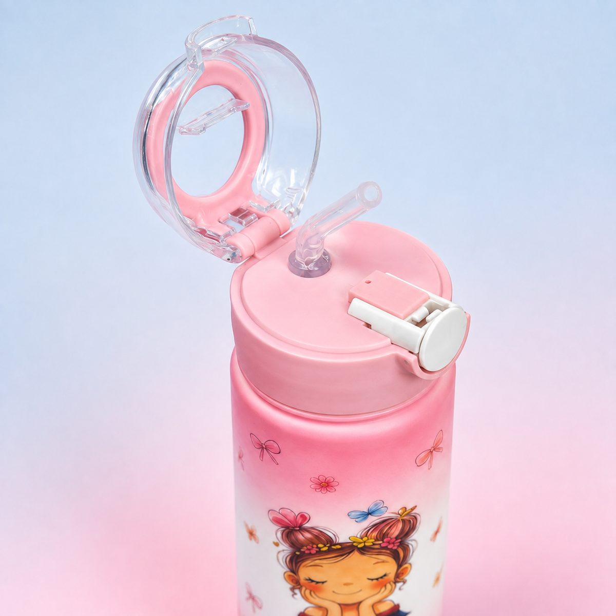Baby Girl Shaker 800ml Baby Pink open lid