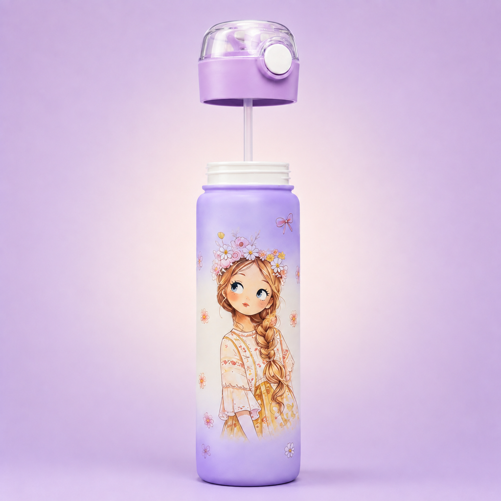Baby Girl Shaker 800ml Purple straw view