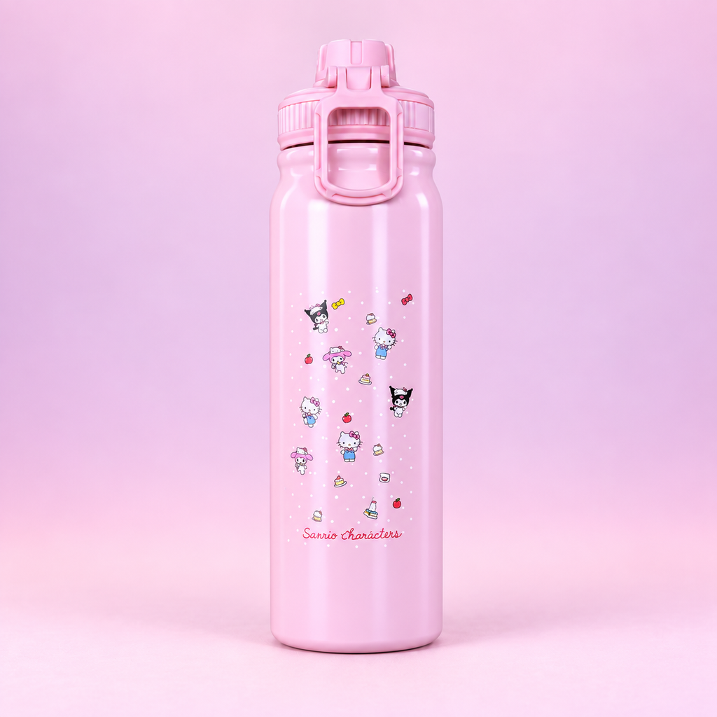 Hello Kitty Pink Stainless Steel Bottle 800ml front view