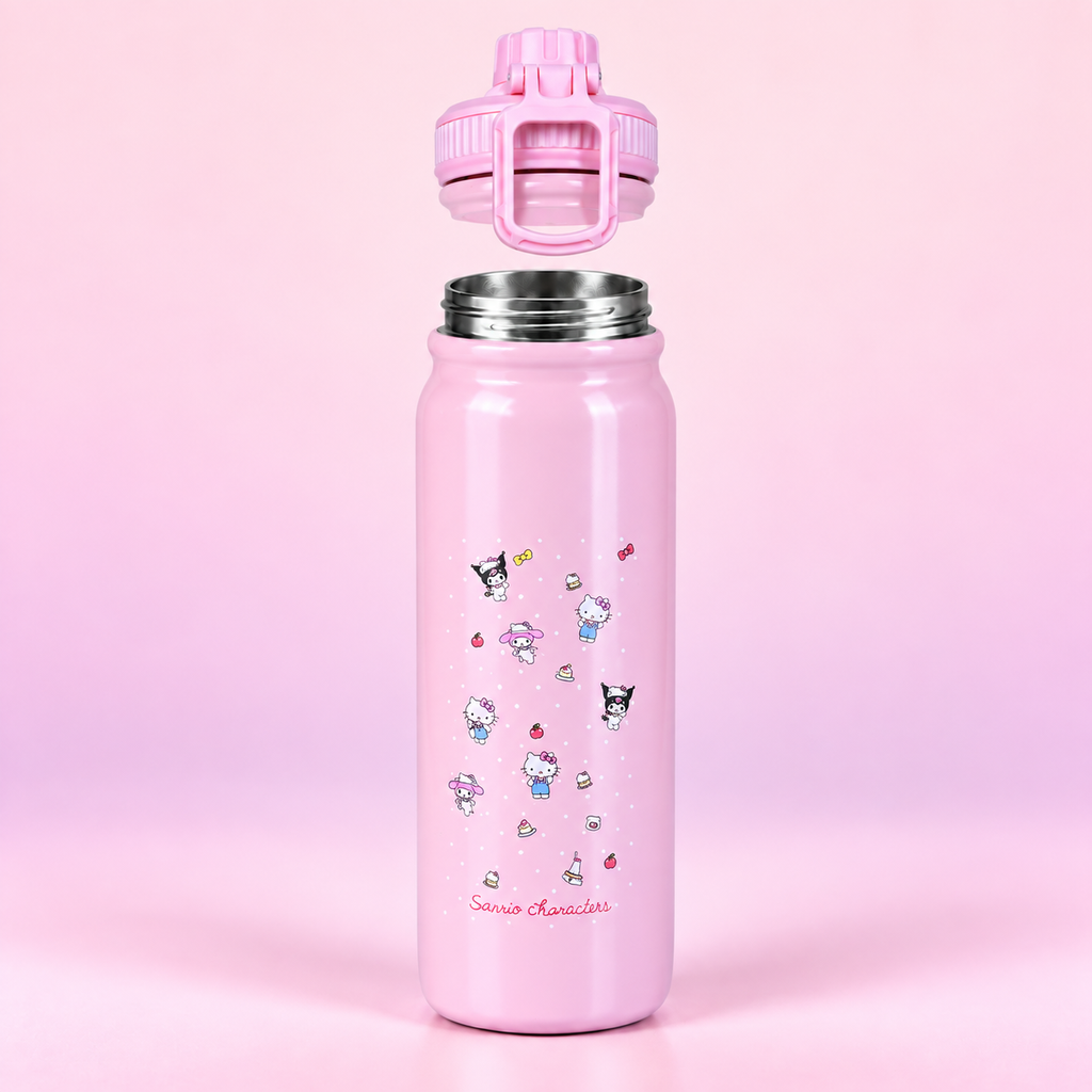 Hello Kitty Pink Stainless Steel Bottle 800ml open view
