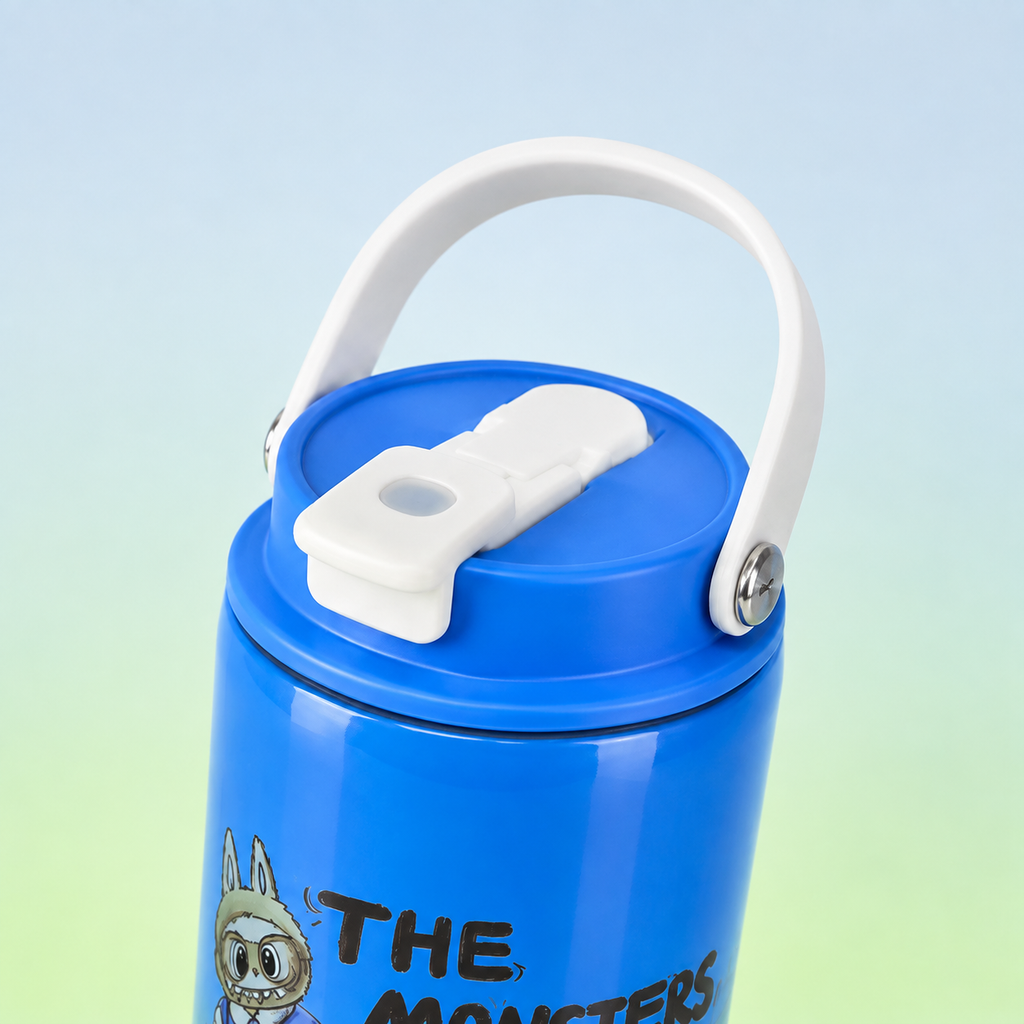Labubu Stainless Steel Bottle 900ml Blue Green lid detail