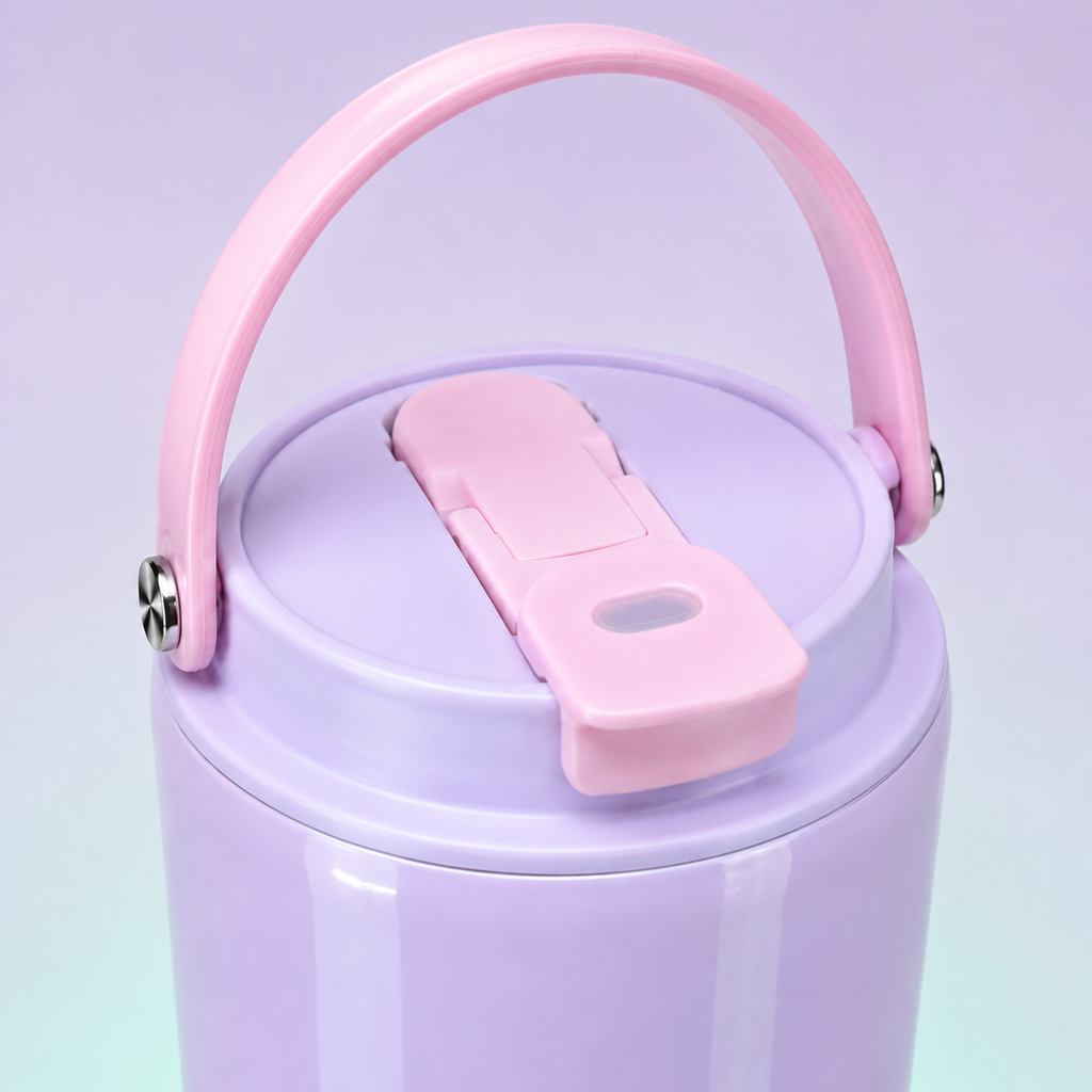 Labubu Stainless Steel Bottle 900ml Lavender Turquoise Star lid detail