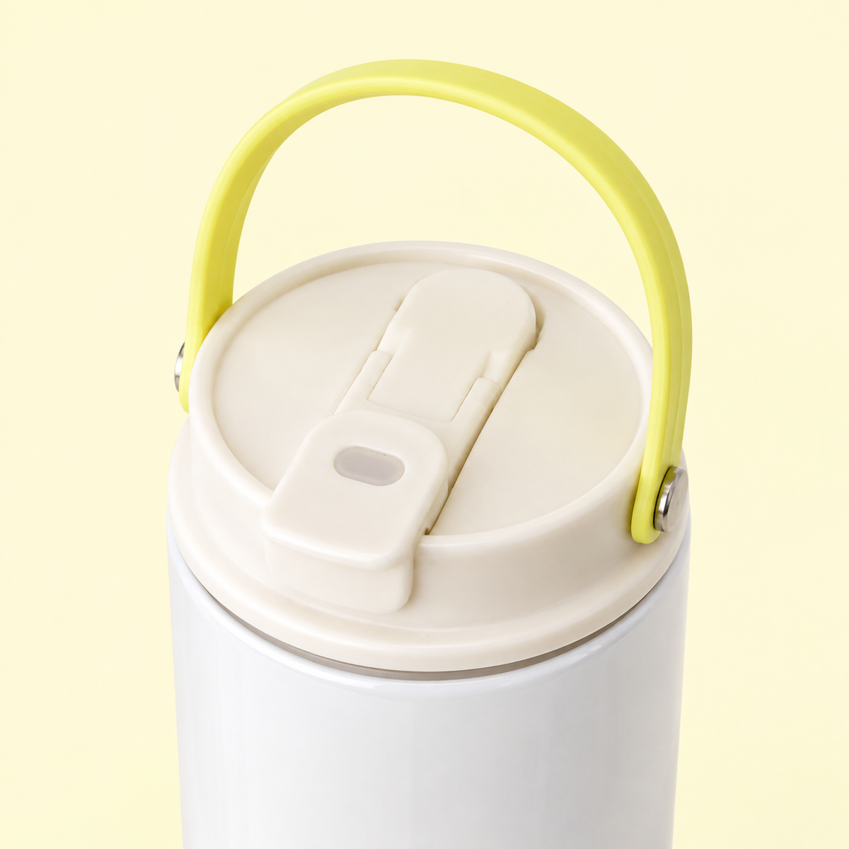 Labubu Stainless Steel Bottle 900ml White Yellow lid detail