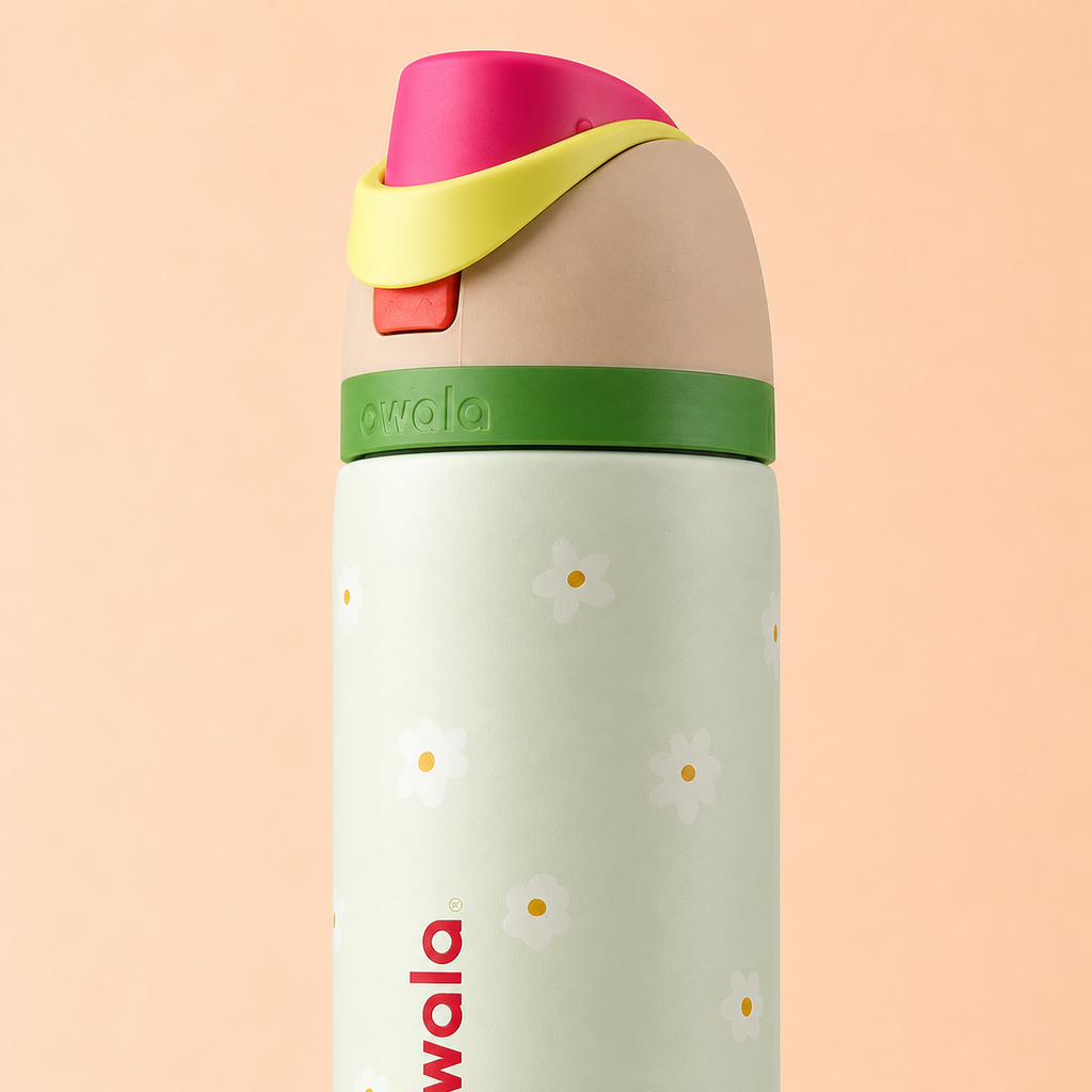 Owala FreeSip 710ml Daisy Pop bottle side view