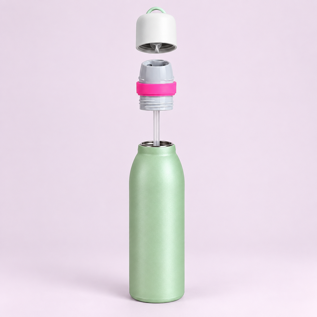Owala FreeSip 550ml Olive Green bottle lid and straw parts