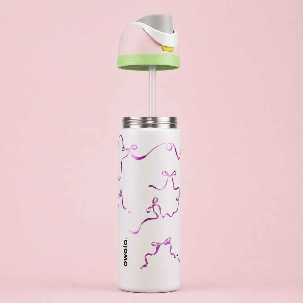 Owala FreeSip 710ml Pink Ribbons removable straw and lid