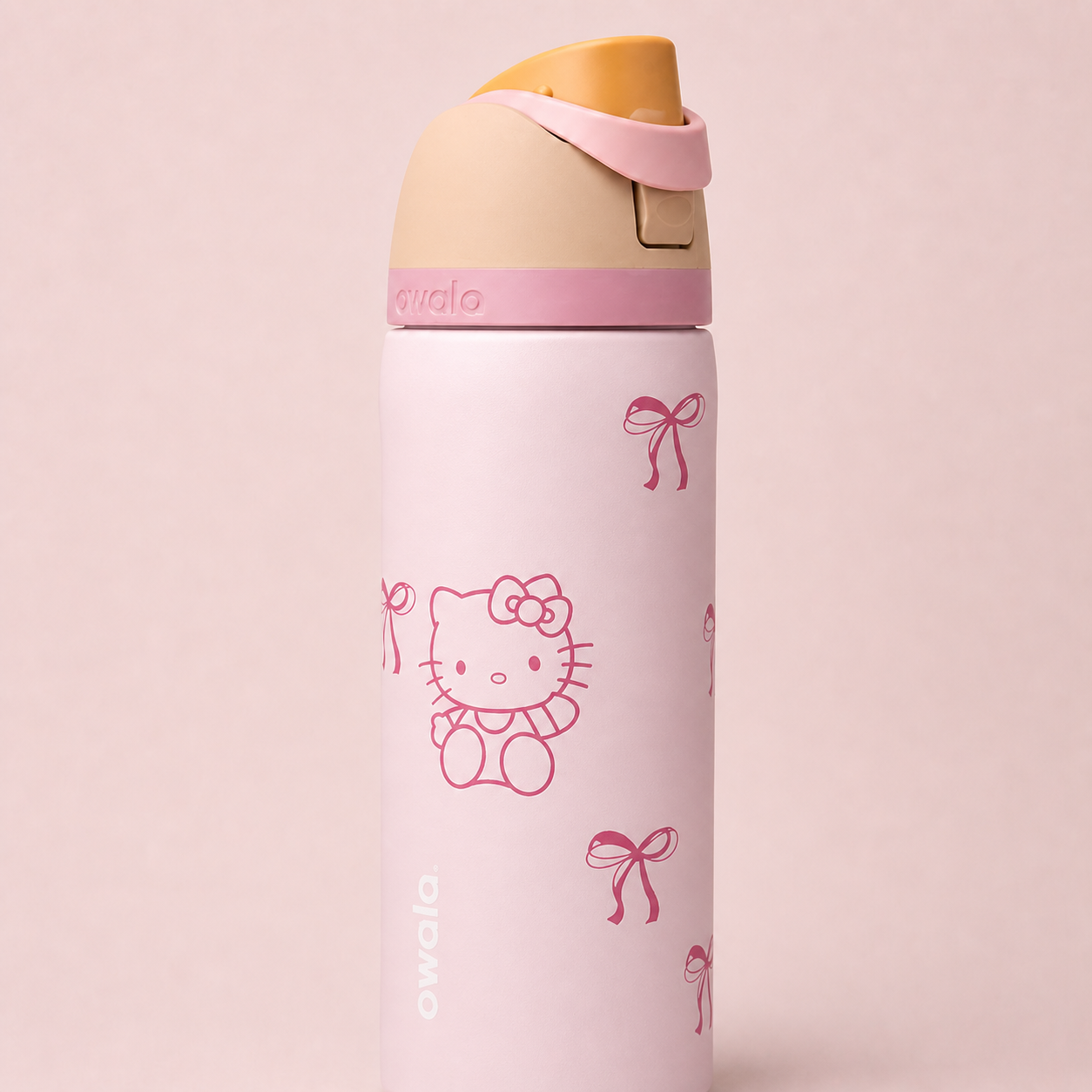 Owala FreeSip 710ml Rose Quartz Hello Kitty design detail