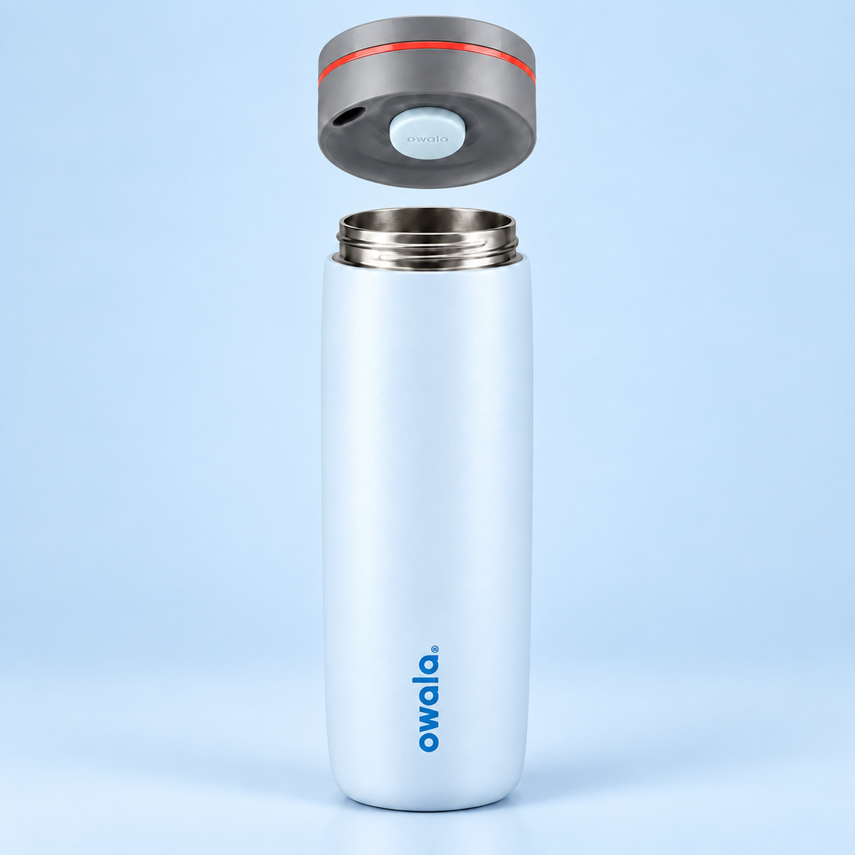 Owala SmoothSip Slider 590ml Baby Blue open stainless steel cup
