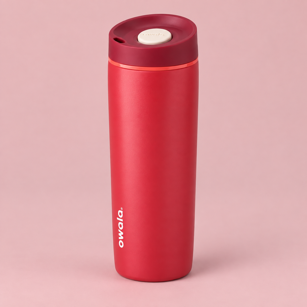 Owala SmoothSip Slider 590ml Red angled view