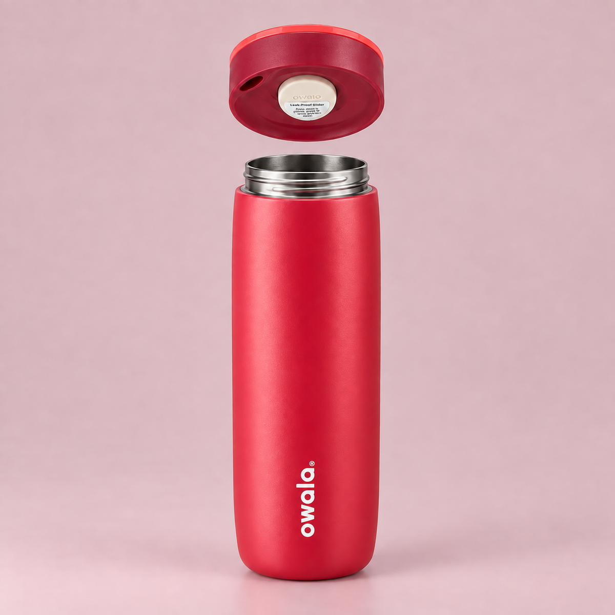 Owala SmoothSip Slider 590ml Red open stainless steel cup