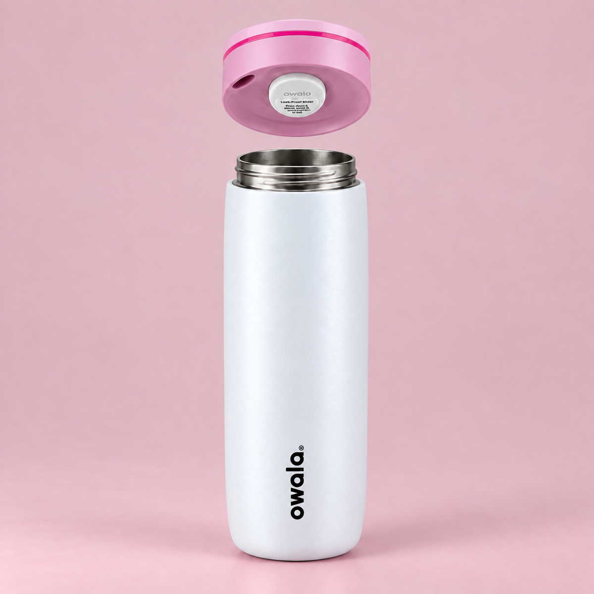 Owala SmoothSip Slider 590ml White open stainless steel cup
