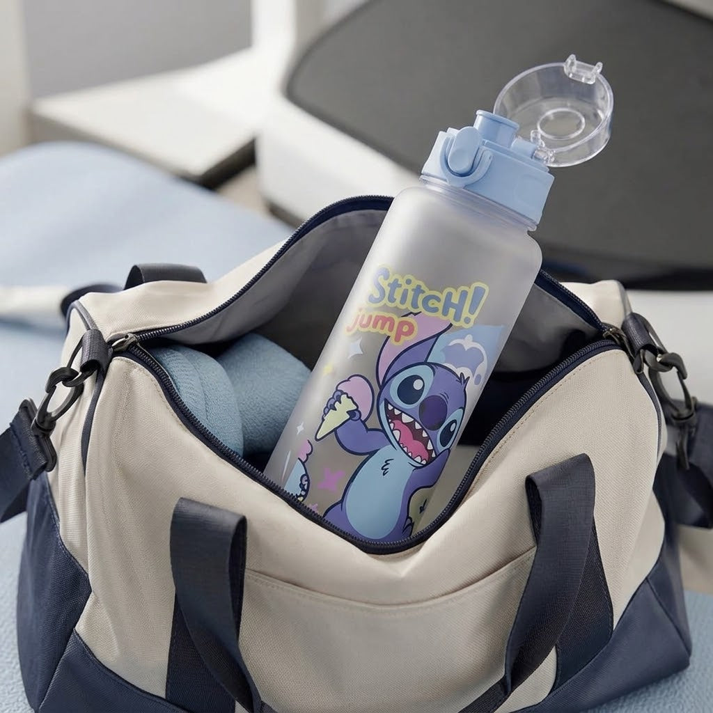Stitch Shaker 750ml Baby Blue bottle in a bag