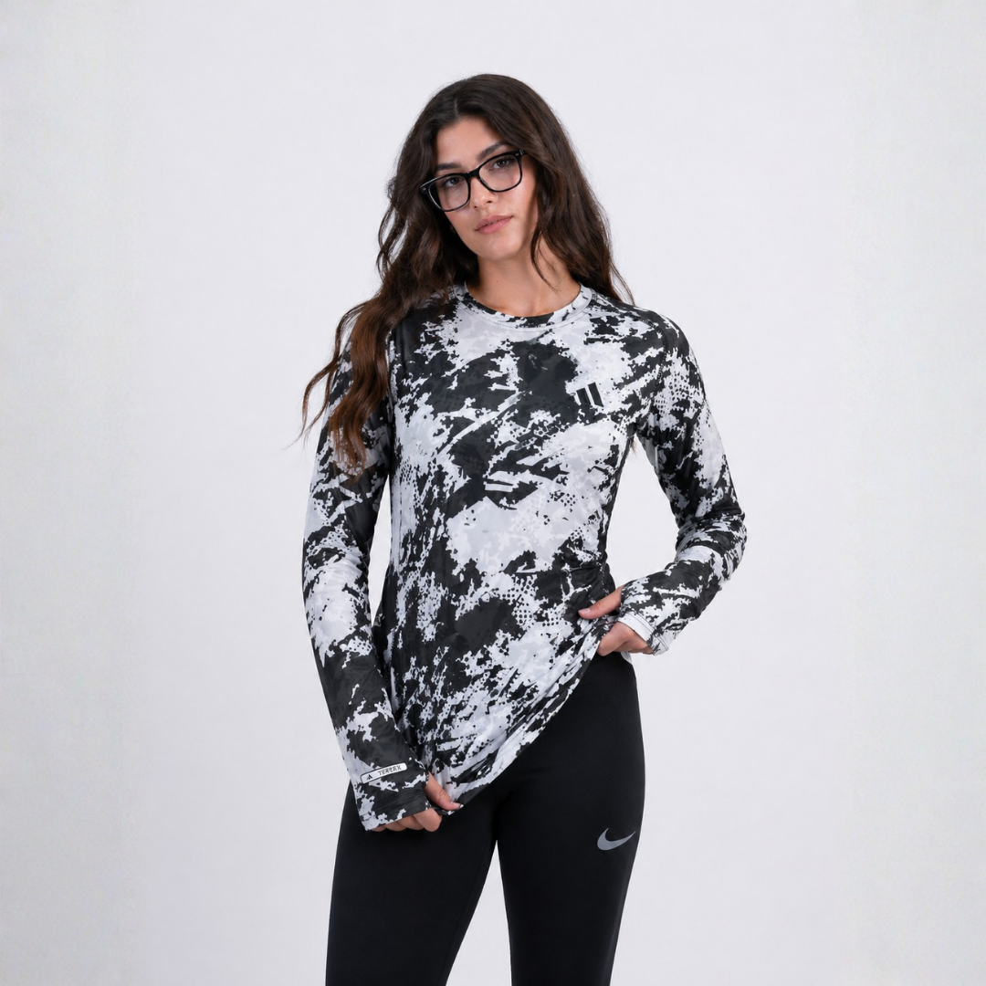 women round long sleeve printed