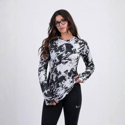 women round long sleeve printed