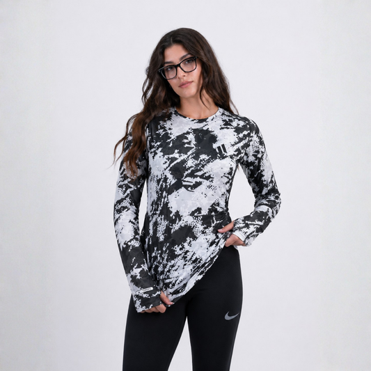 women round long sleeve printed